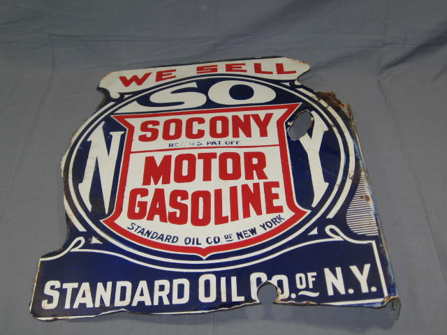 Vintage Socony Standard Oil NY 2-Sided Porcelain Sign