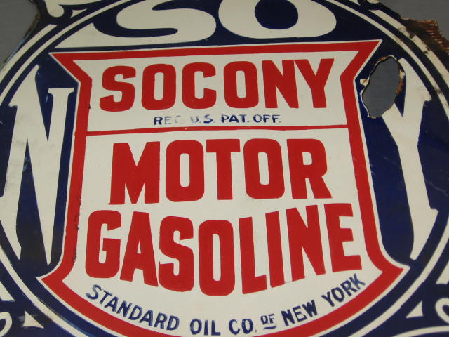 Vintage Socony Standard Oil NY 2-Sided Porcelain Sign 1