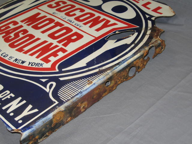 Vintage Socony Standard Oil NY 2-Sided Porcelain Sign 2