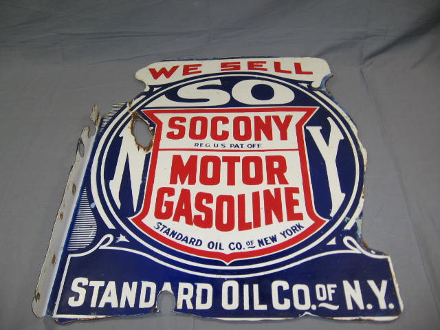 Vintage Socony Standard Oil NY 2-Sided Porcelain Sign 3