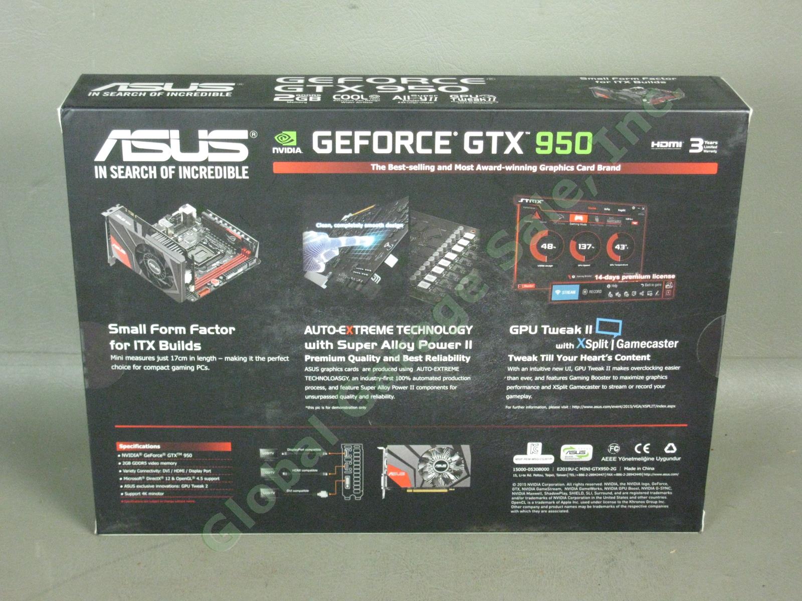 NEW Sealed ASUS Nvidia GeForce Mini-GTX 950 2GB GDDR5 GTX950 Video Graphics Card 1