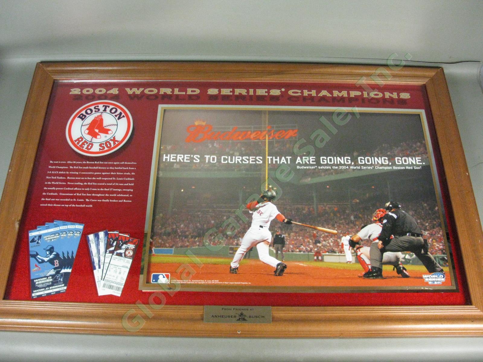 Rare 2004 Boston Red Sox World Series Champions Shadowbox Photo Budweiser 29x45"