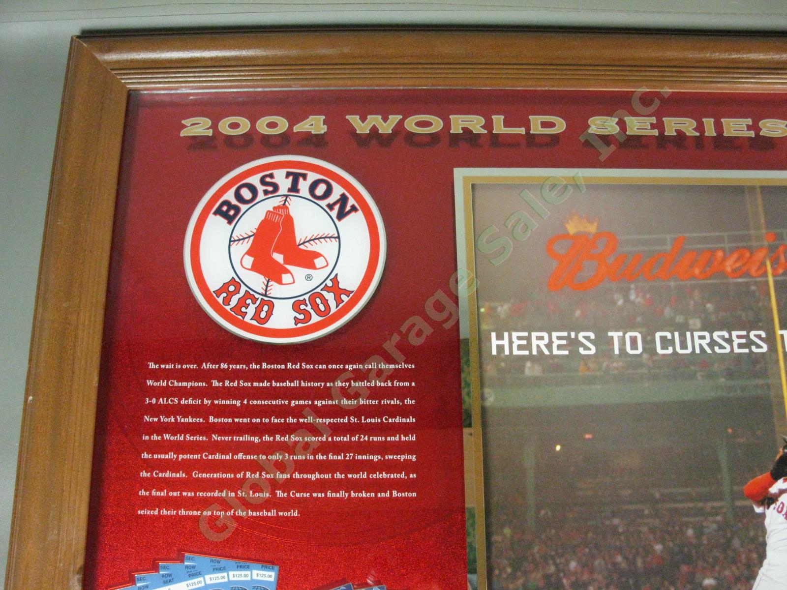 Rare 2004 Boston Red Sox World Series Champions Shadowbox Photo Budweiser 29x45" 1