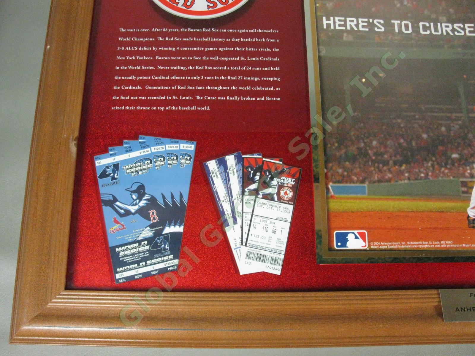 Rare 2004 Boston Red Sox World Series Champions Shadowbox Photo Budweiser 29x45" 3