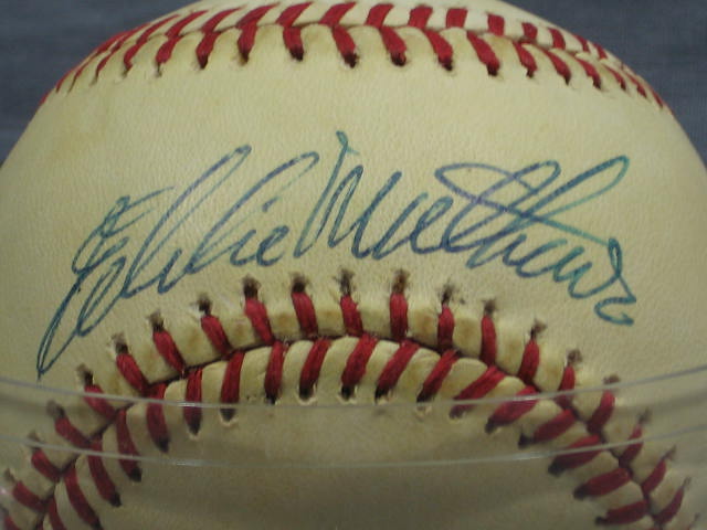Eddie Mathews Hand Signed Baseball Ball Autograph Auto 2