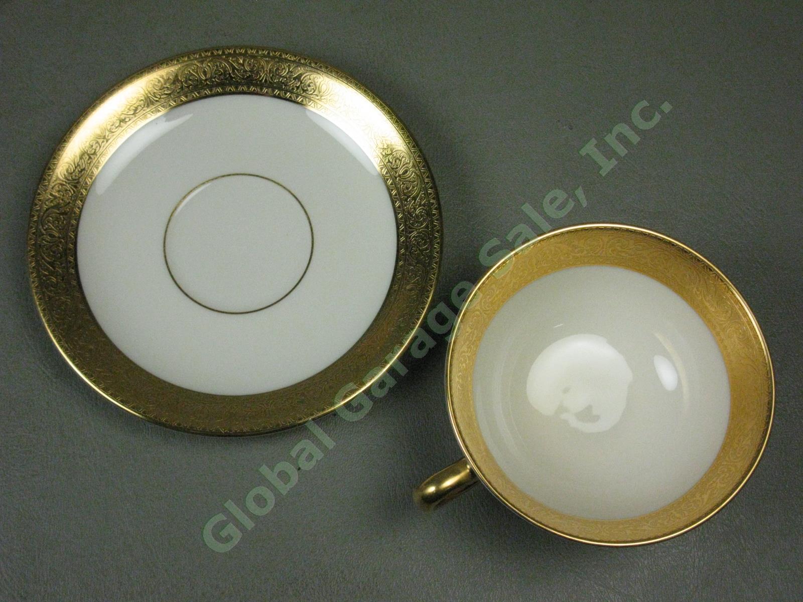 4 Lenox Westchester China M139 Presidential Gold Encrusted Tea Cup Saucer Set NR 3