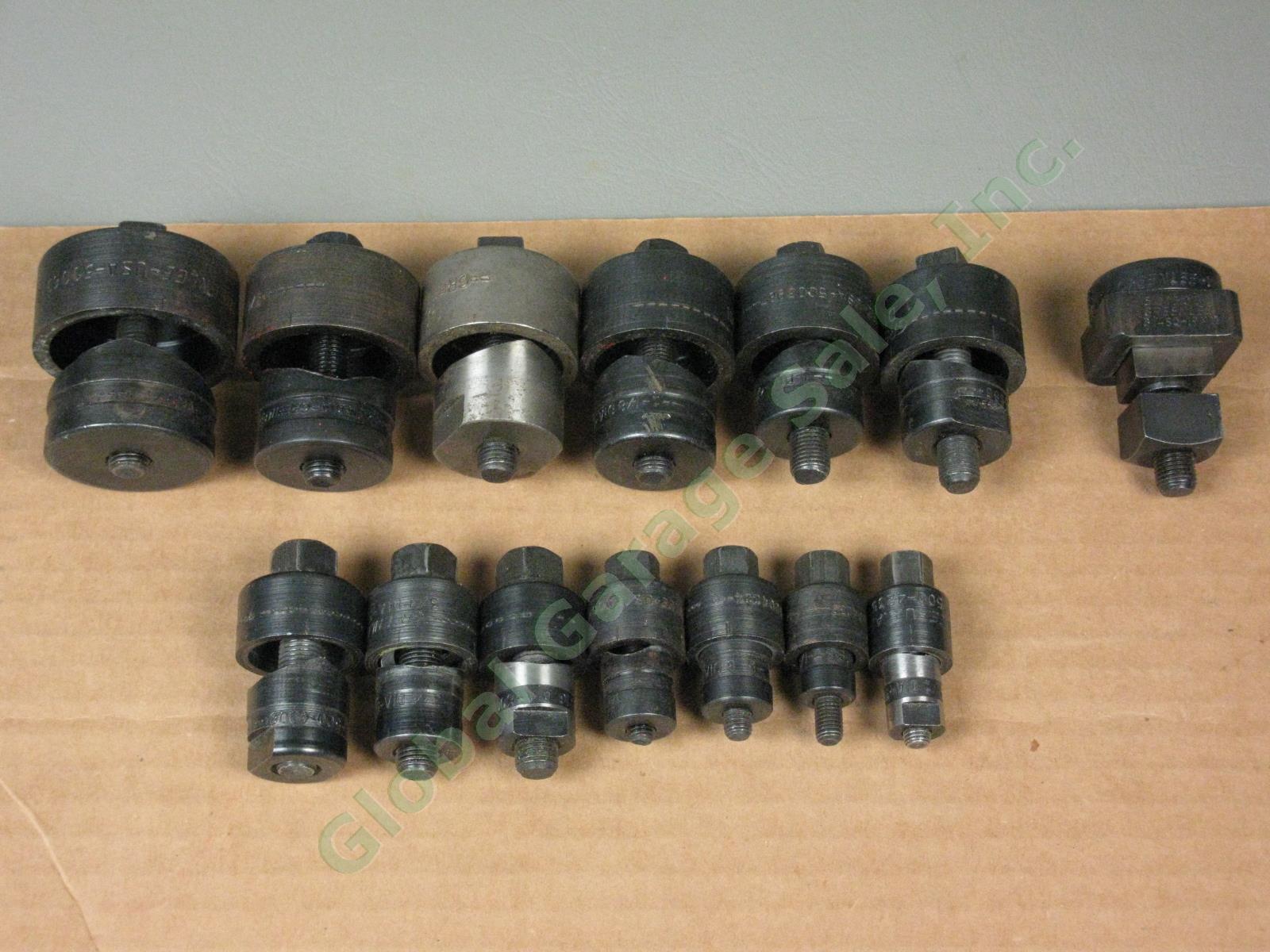 14 Greenlee Round Square Radio Chassis Knockout Punch Lot Set 1 1/2 1/4 3/16 1/8
