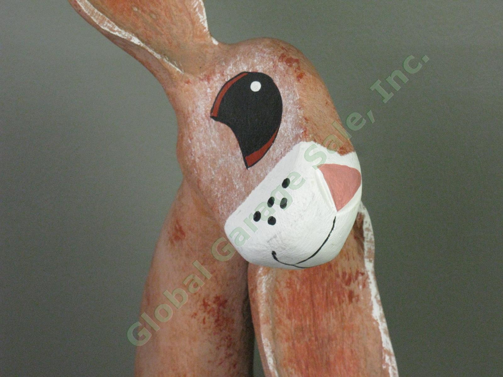 Rare Vtg Rory Alvarez Signed 22" Inch Carved Hand-Painted Folk Art Bunny Rabbit 1