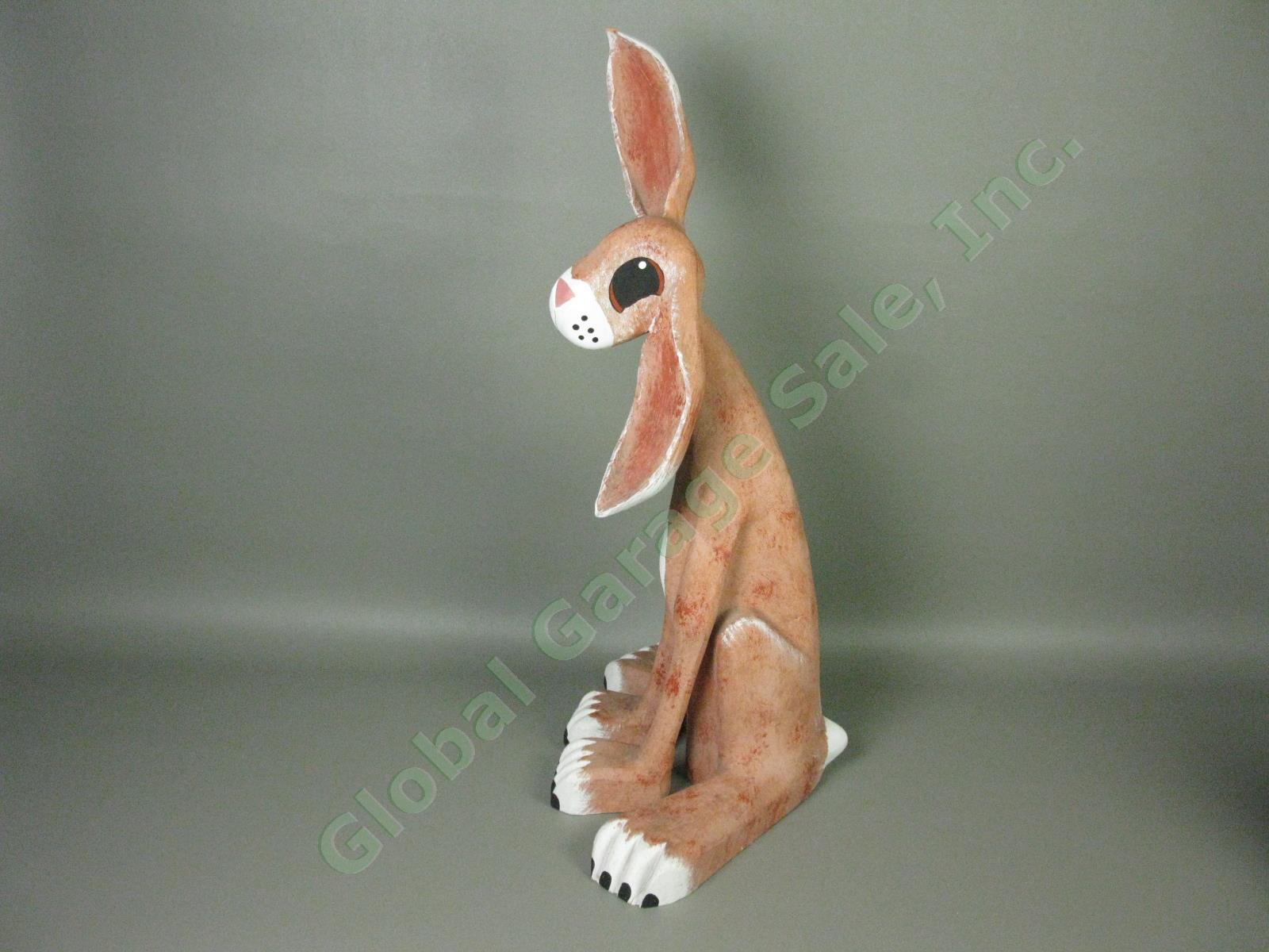 Rare Vtg Rory Alvarez Signed 22" Inch Carved Hand-Painted Folk Art Bunny Rabbit 4