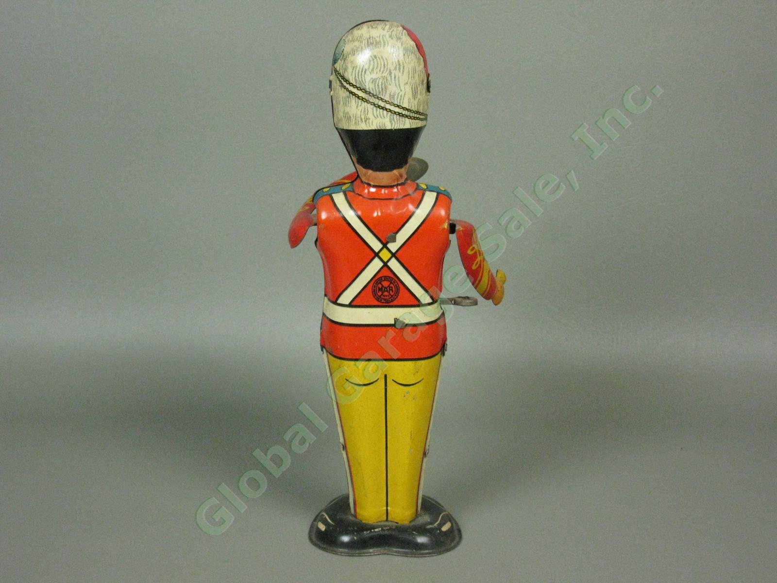 Vtg Antique Marx George The Drummer Boy Wind-Up Marching Band Tin Toy Works! NR! 2