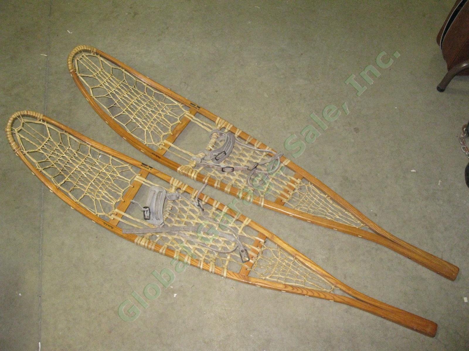 Vtg Wood Wooden Vermont Made Tubbs Snowshoes 10x56-S-0 w/Bindings Exc Cond NR!