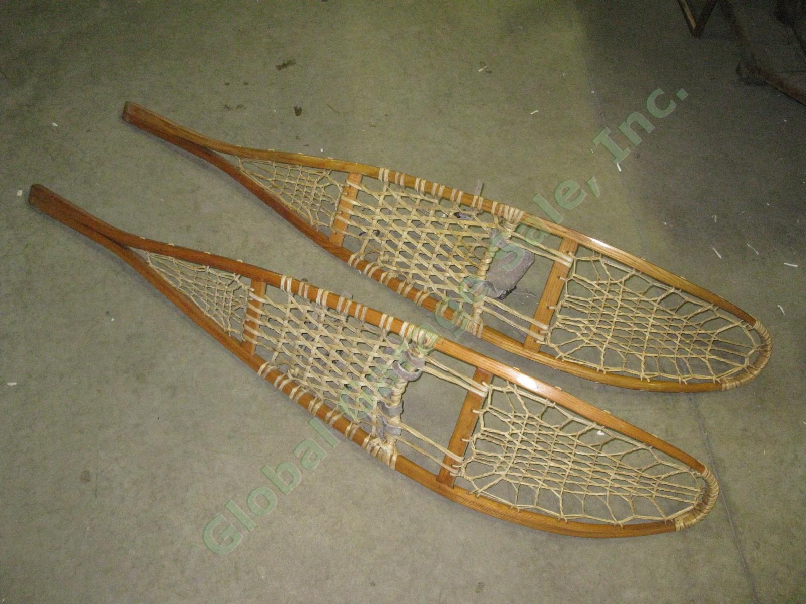 Vtg Wood Wooden Vermont Made Tubbs Snowshoes 10x56-S-0 w/Bindings Exc Cond NR! 6