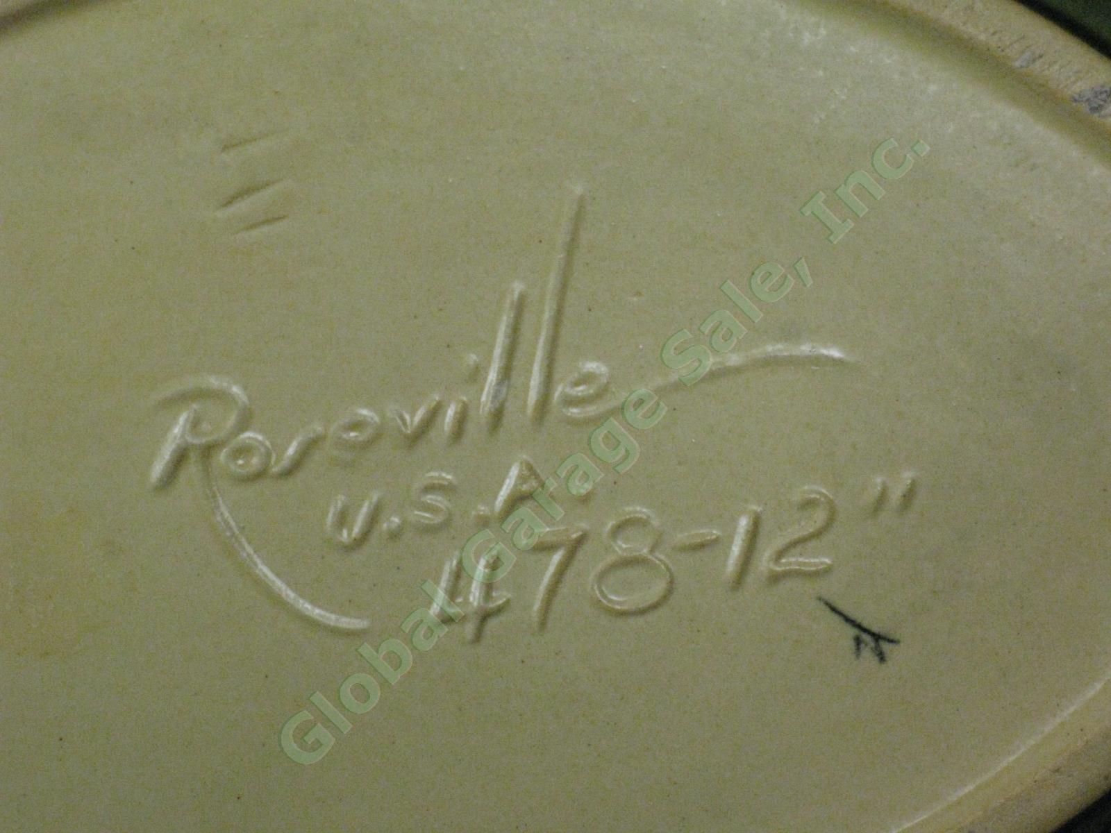 Vtg Roseville Pottery Zephyr Lily Console Center Bowl 478-12 Handles Brown Green 11