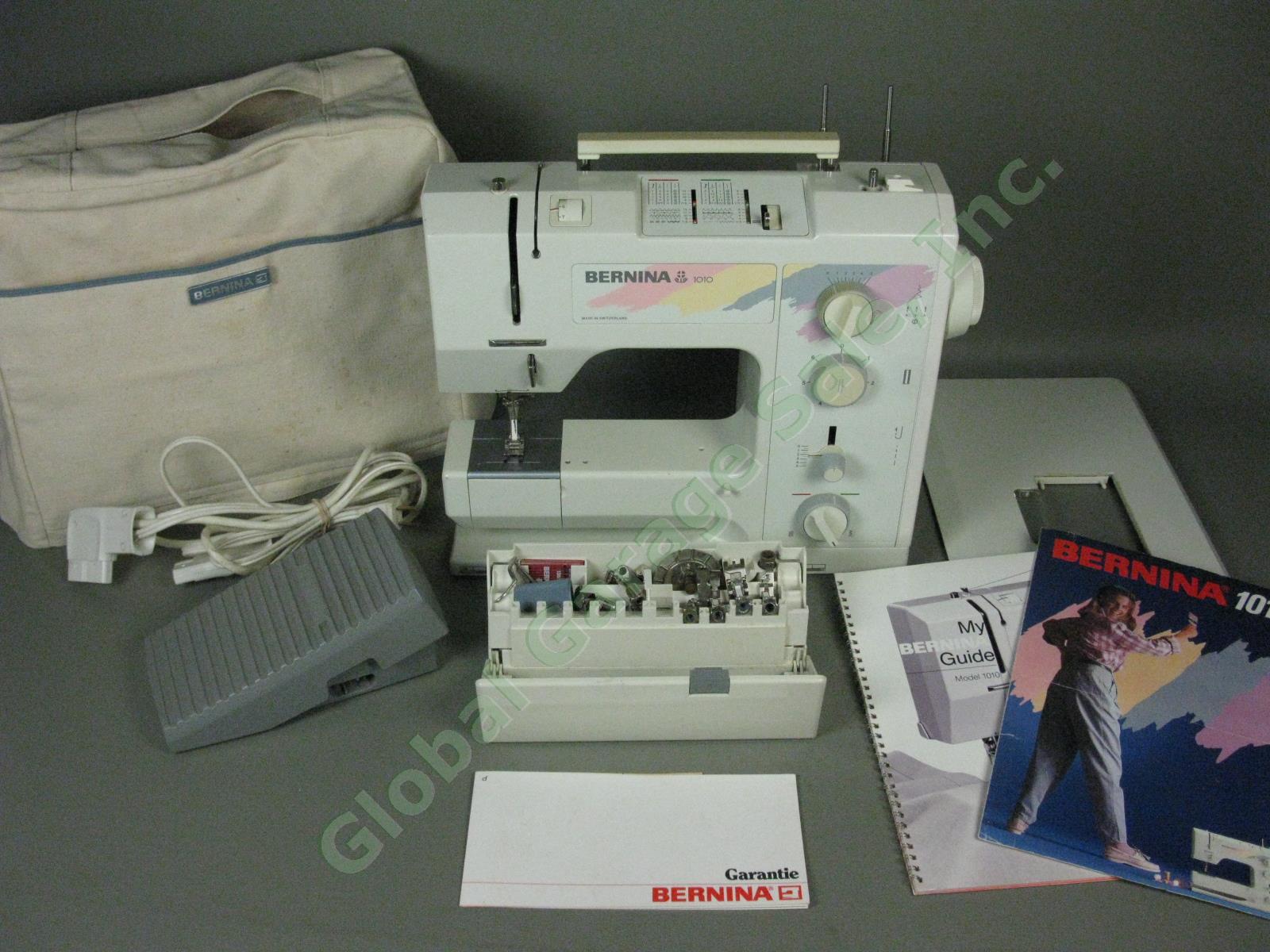 Bernina 1010 Sewing Machine w/Slide-On Extension Table Pedal Feet Manual Cover +
