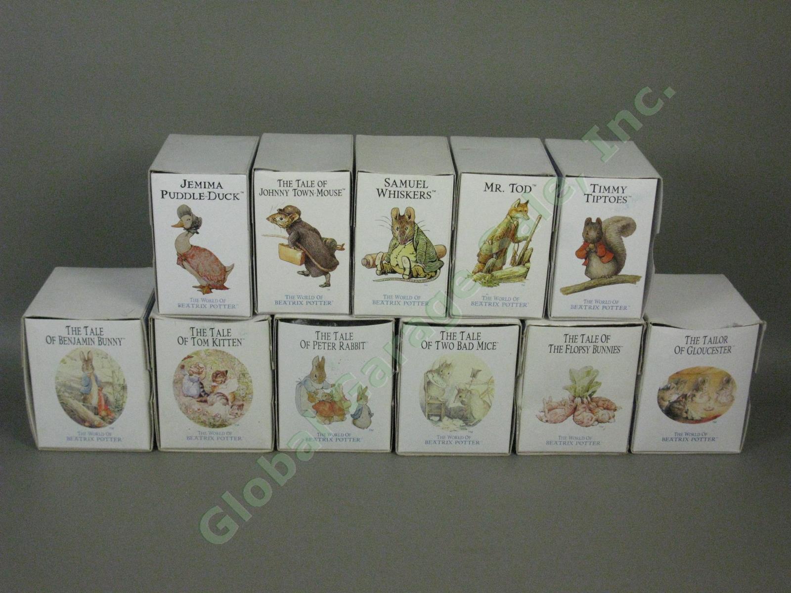 11 Vtg World Of Beatrix Potter Figurines w/Boxes Benjamin Bunny Peter Rabbit +NR