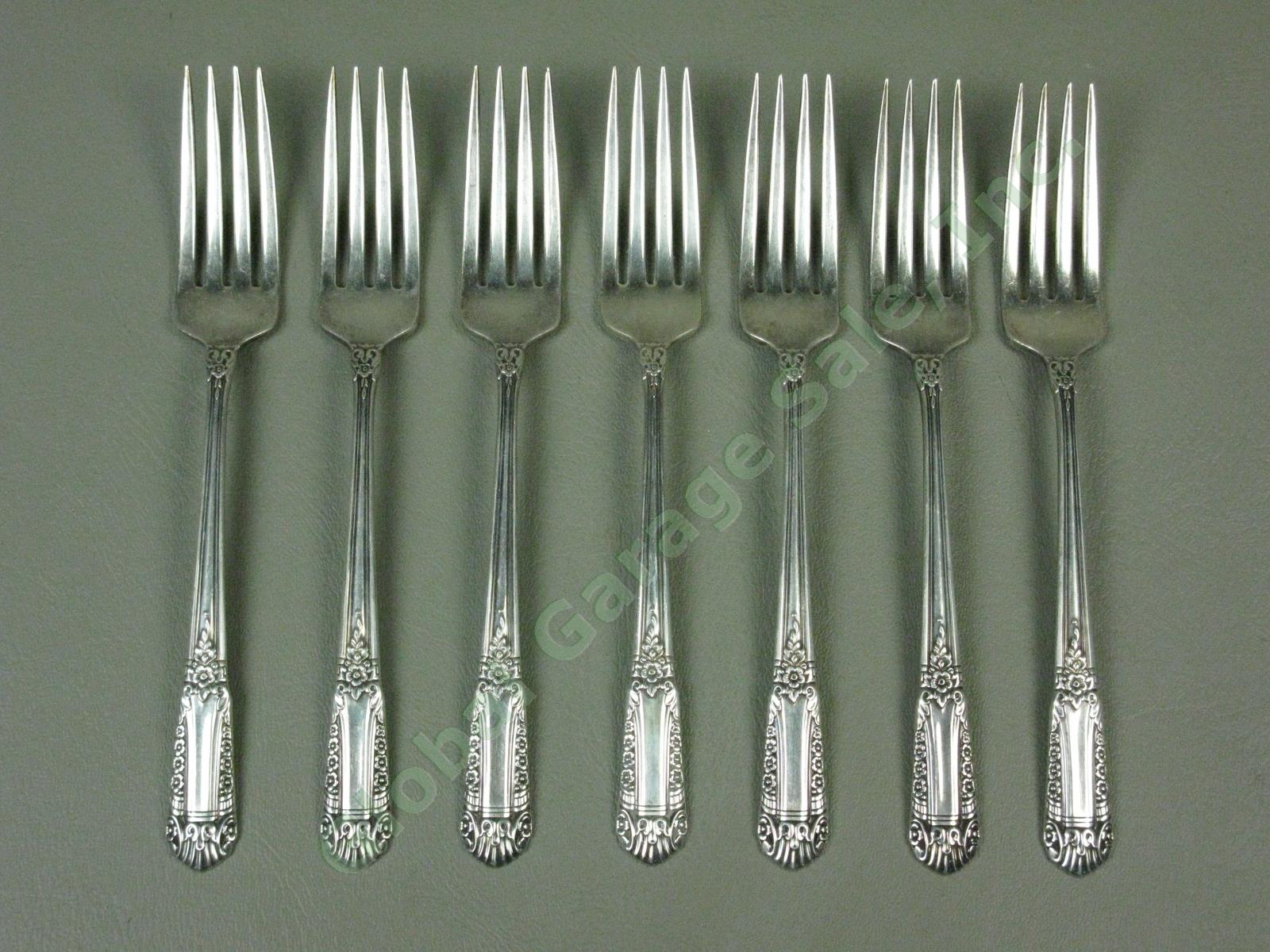 7 State House Inaugural Sterling Silver Dinner Forks Silverware Flatware Set NR!
