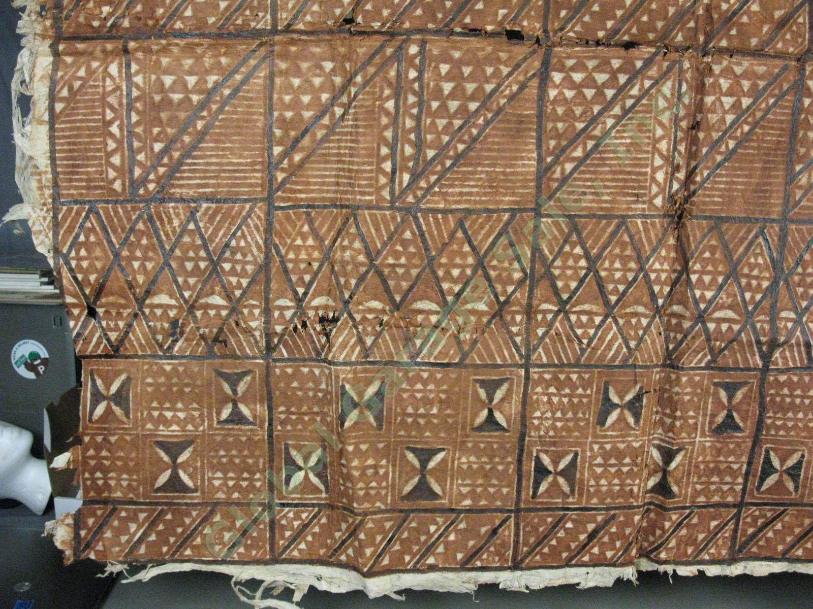Vtg Antique 1940s Tapa Bark Cloth Two-Sided 55"x64" South Pacific Polynesia NR! 4