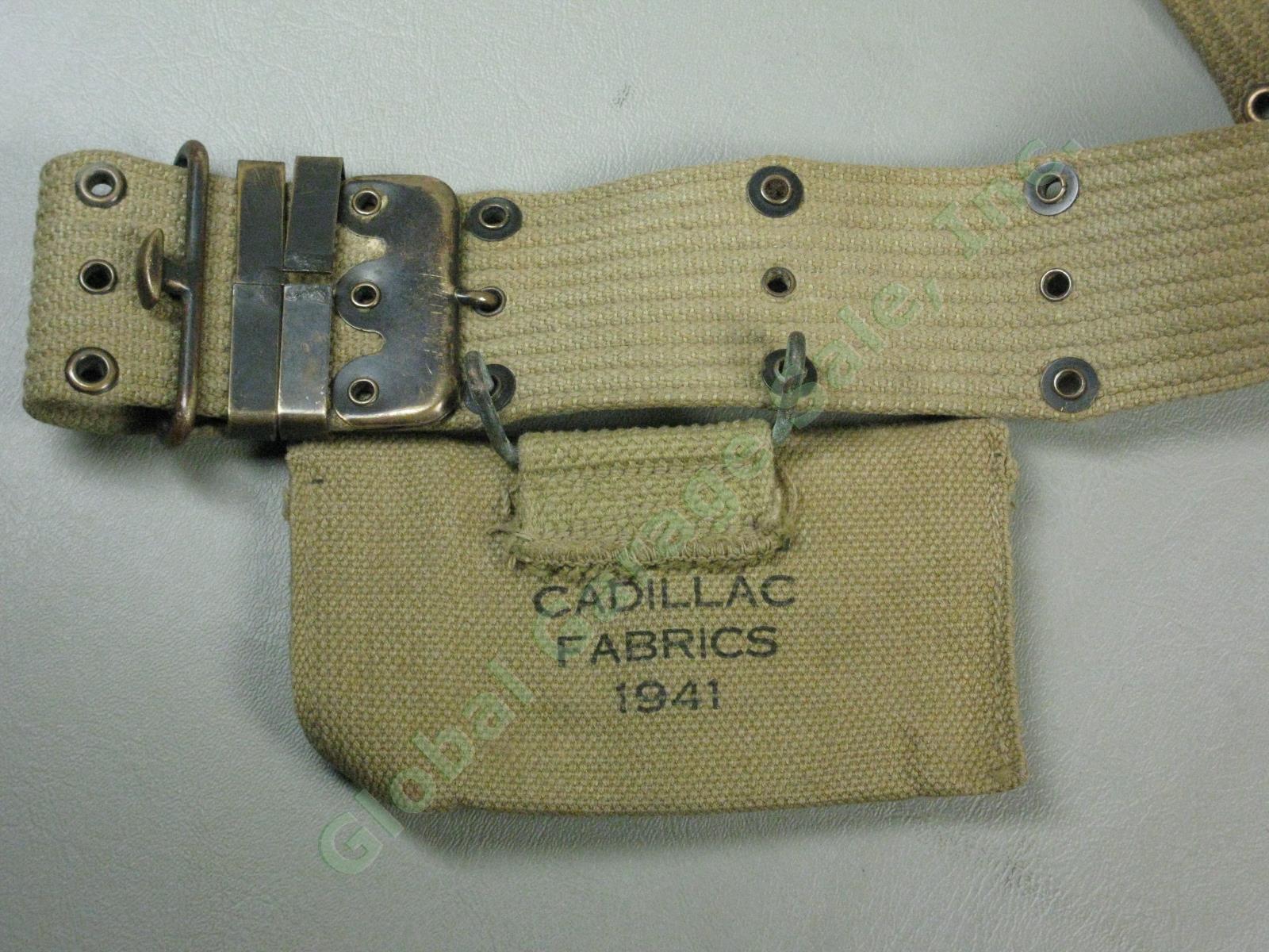 WWII US Army Web Belt 1941 First Aid Pouch +2 M-1910 Canteens WWI 1918 BA Co Lot 2