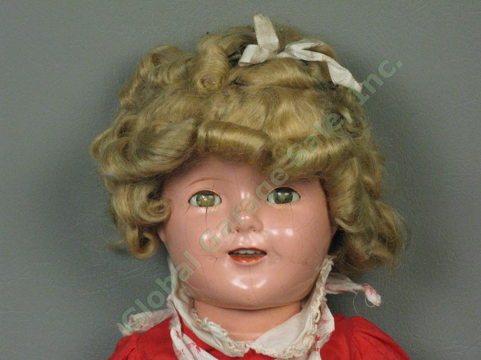 Vtg Antique 1930s Shirley Temple 18" Composition Doll Original Dress Sleep Eyes 1