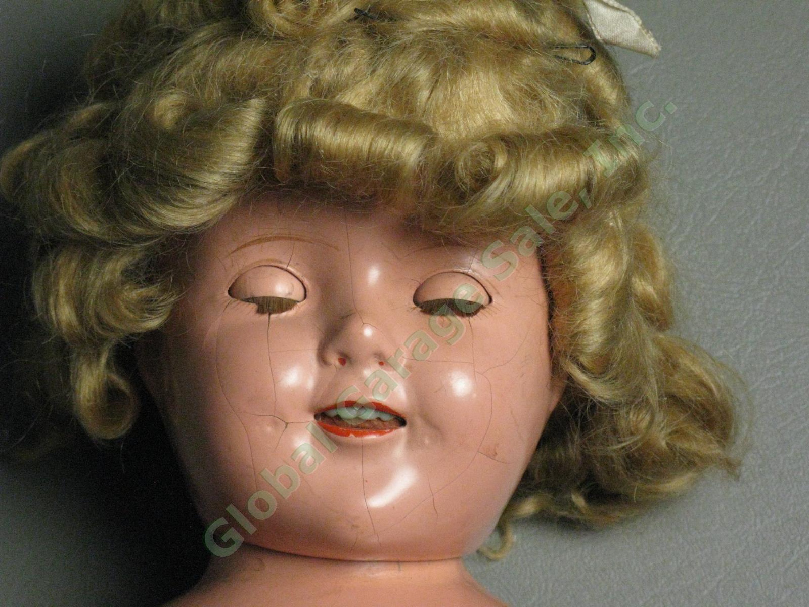 Vtg Antique 1930s Shirley Temple 18" Composition Doll Original Dress Sleep Eyes 11