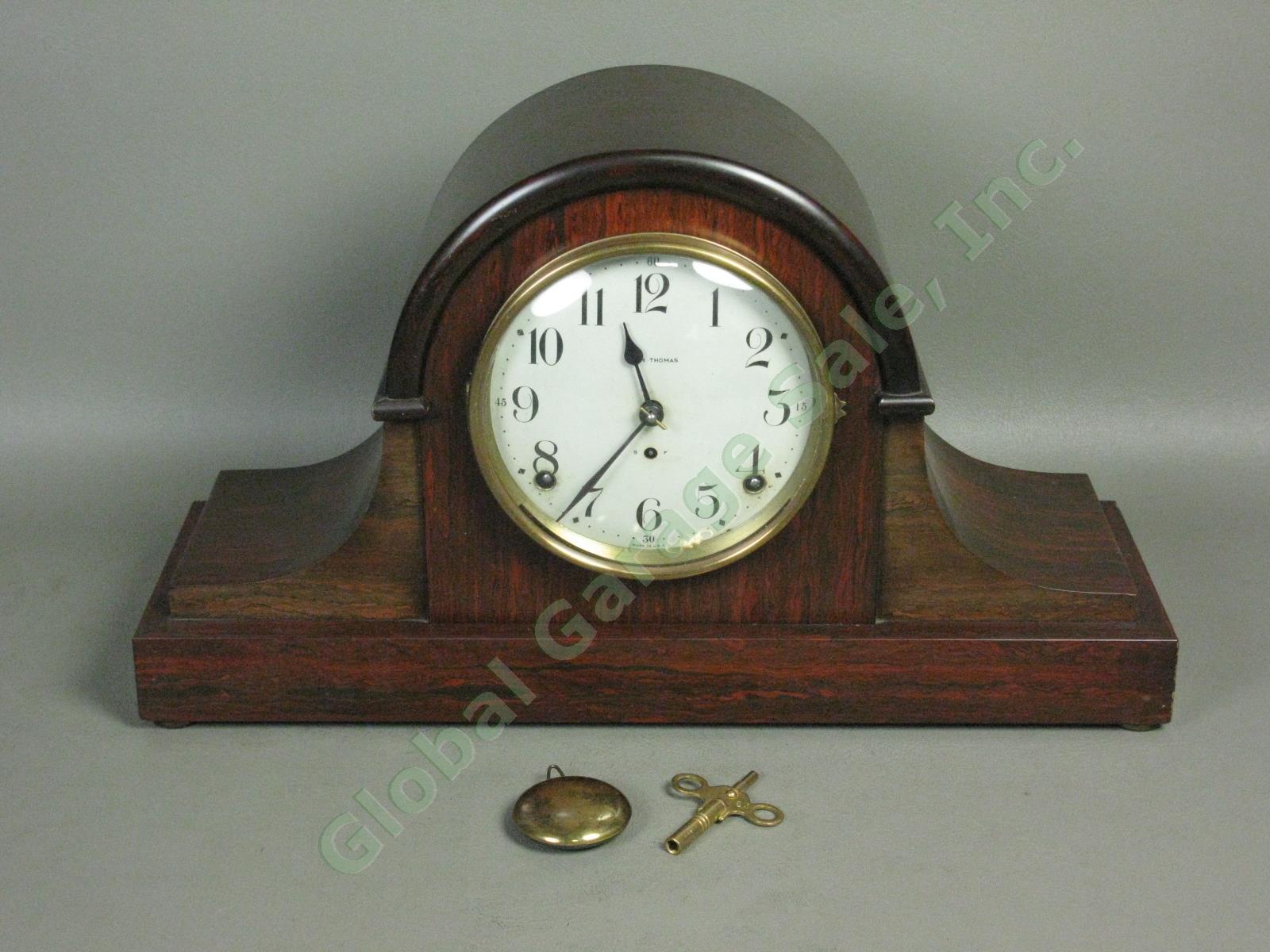 Vtg Antique Seth Thomas Tambour Mantle Clock No 89 Movement w/Key Runs + Chimes!