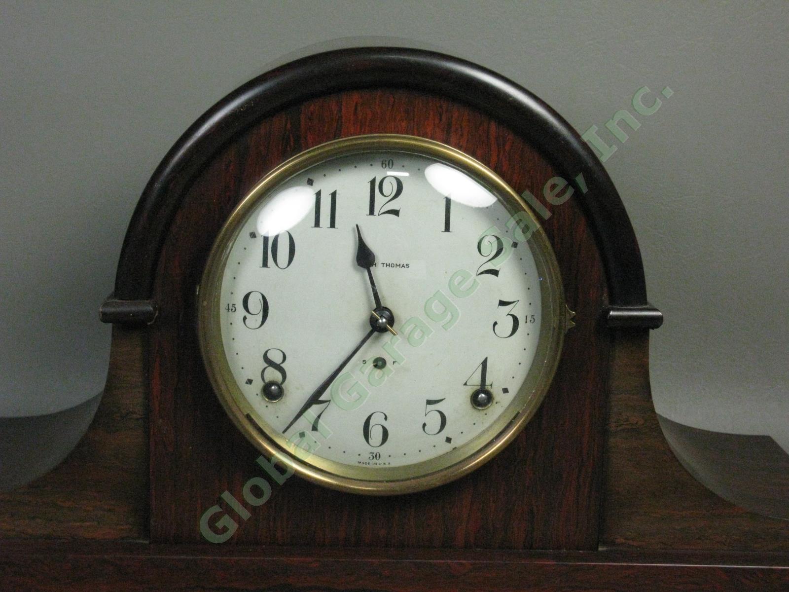 Vtg Antique Seth Thomas Tambour Mantle Clock No 89 Movement w/Key Runs + Chimes! 1