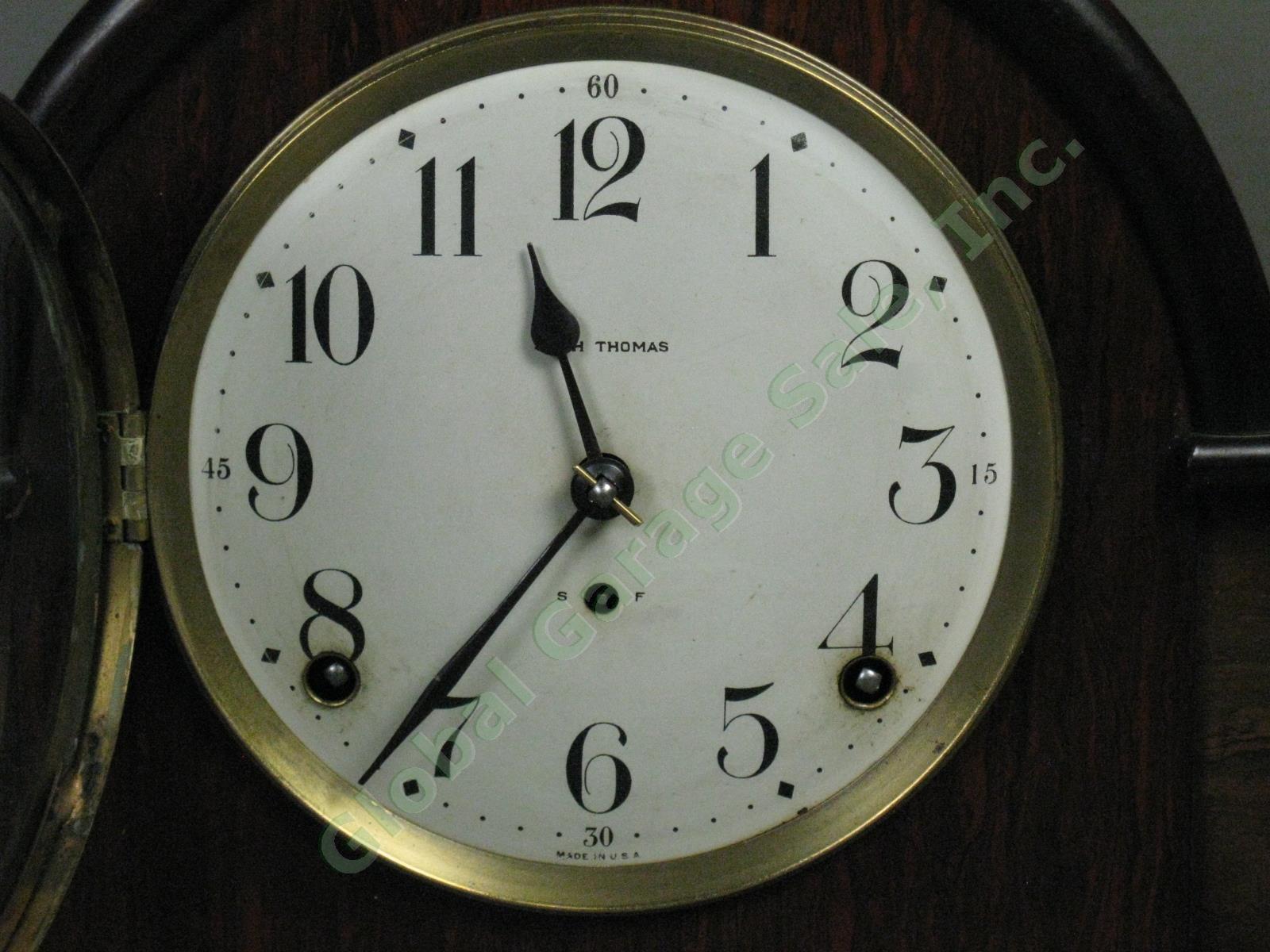 Vtg Antique Seth Thomas Tambour Mantle Clock No 89 Movement w/Key Runs + Chimes! 2