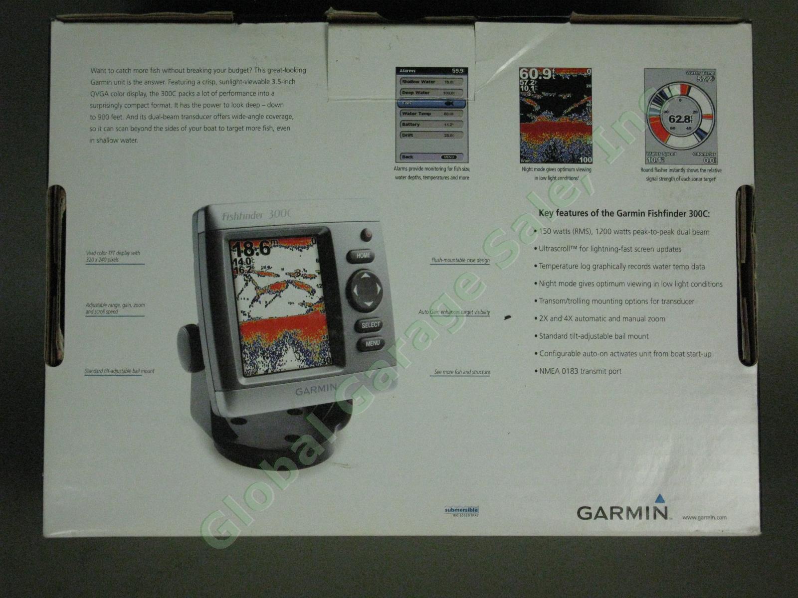 NEW Garmin Waterproof Fishfinder 300C 3.5-Inch Display Dual-Beam Transducer NR! 8