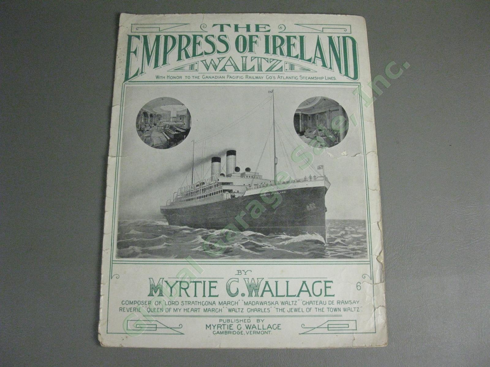 Antique 1908 RMS Empress of Ireland Steamship Waltz Sheet Music Myrtie Wallace