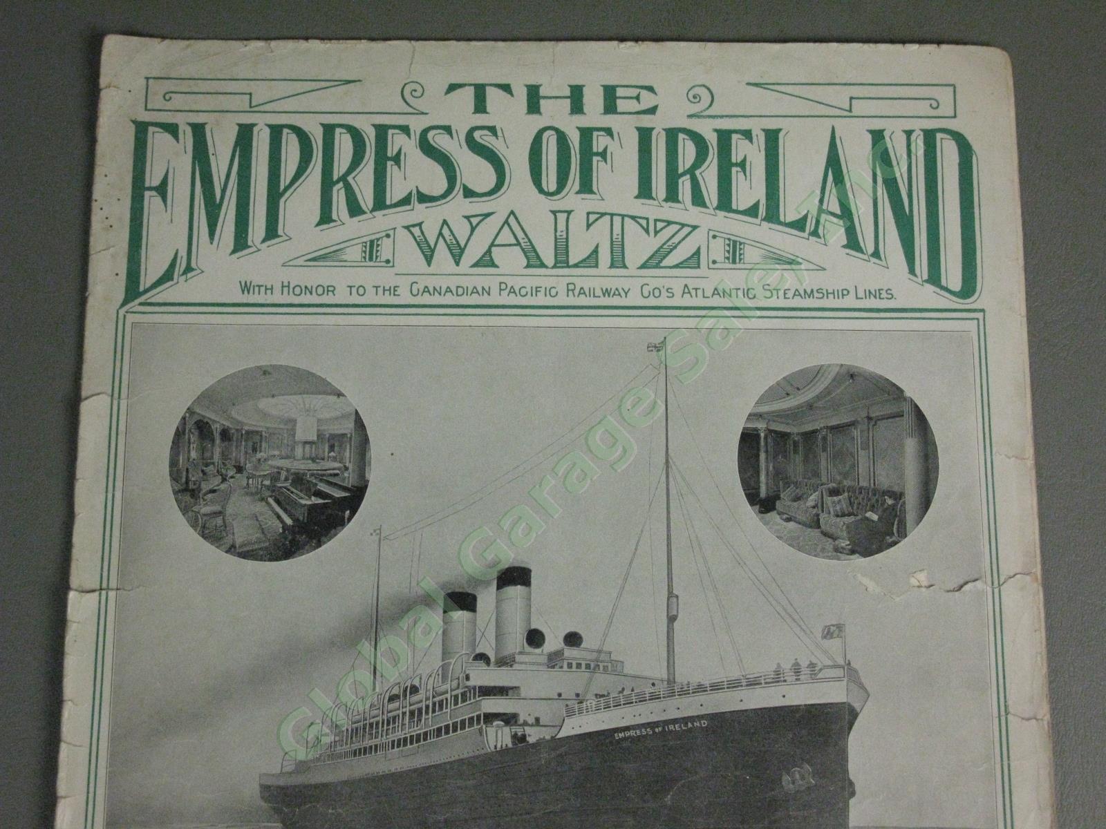Antique 1908 RMS Empress of Ireland Steamship Waltz Sheet Music Myrtie Wallace 1