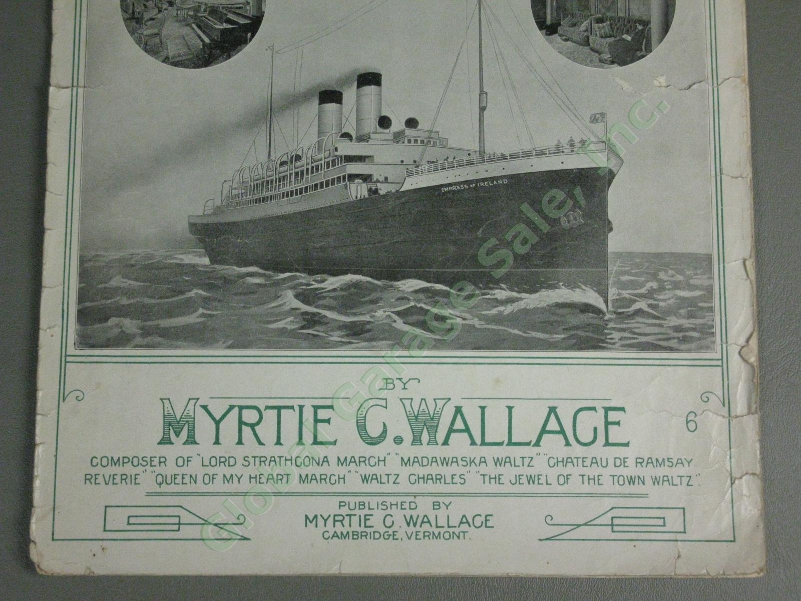 Antique 1908 RMS Empress of Ireland Steamship Waltz Sheet Music Myrtie Wallace 2