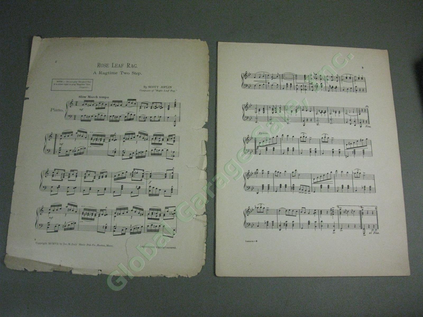 Rare Antique 1907 Rose Leaf Rag Scott Joplin Ragtime Two-Step Sheet Music 4