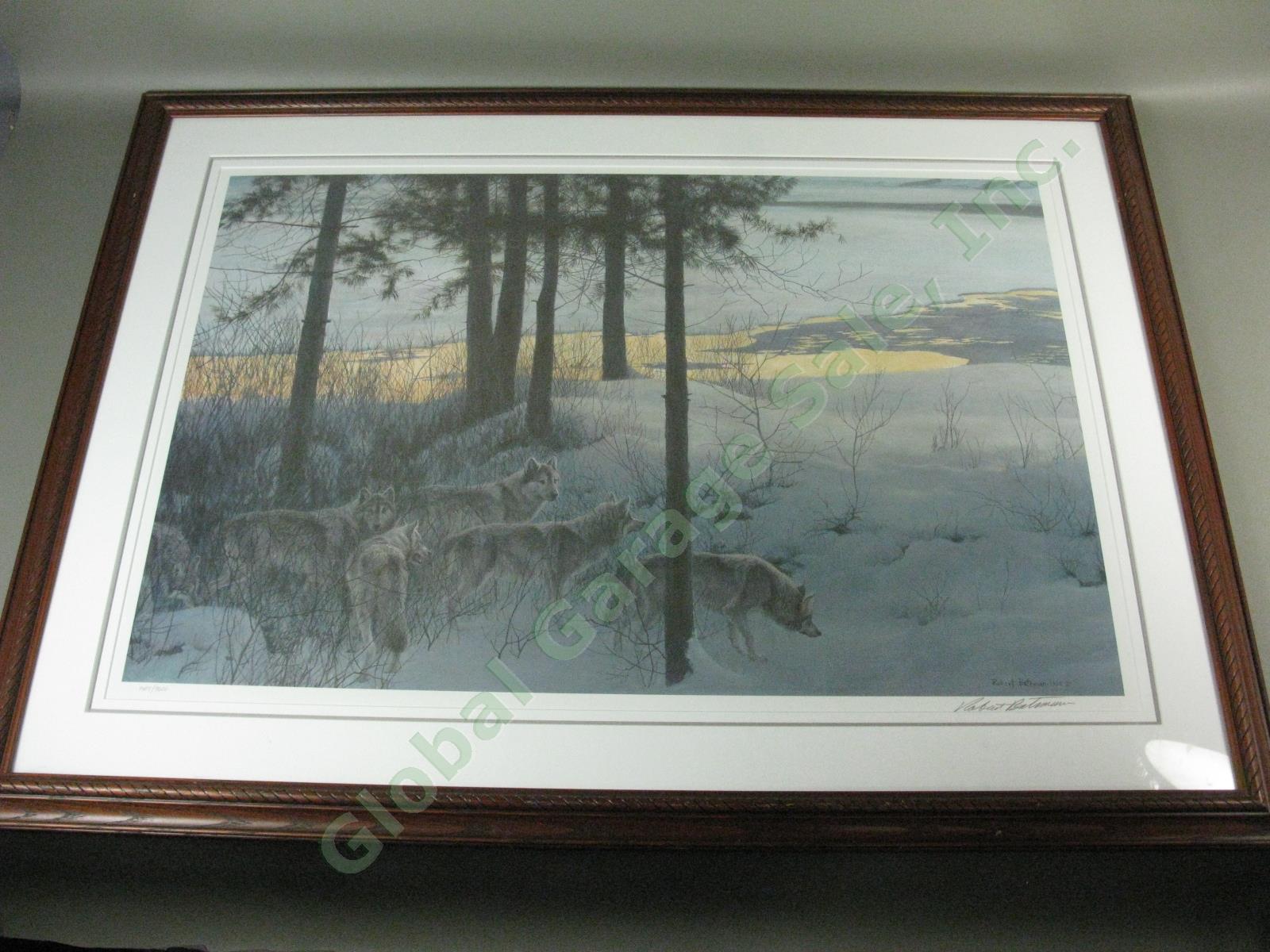 Robert Bateman 1996 Signed Print Edge Of Night Timber Wolves Ltd Ed #1404/9600