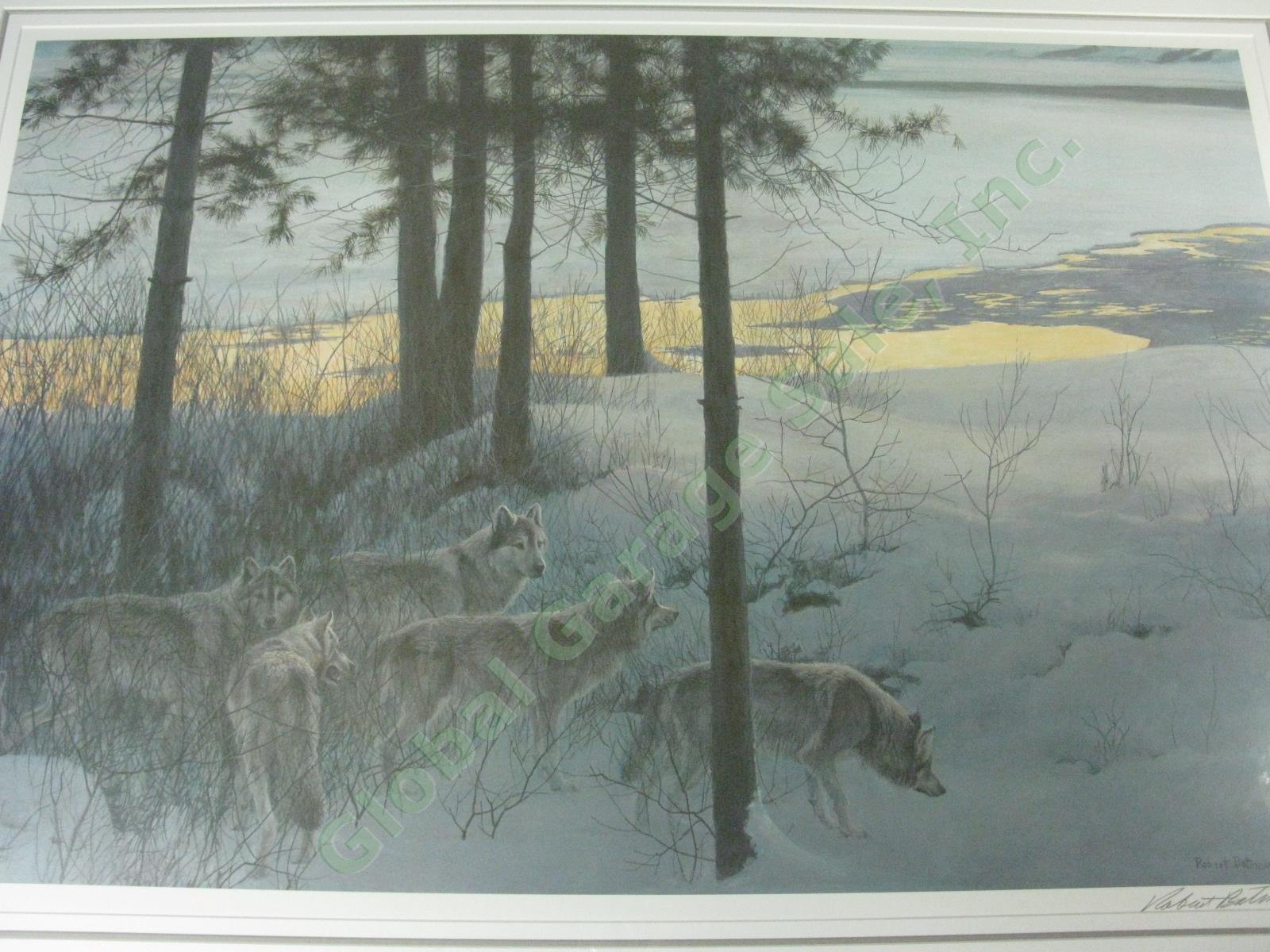Robert Bateman 1996 Signed Print Edge Of Night Timber Wolves Ltd Ed #1404/9600 1