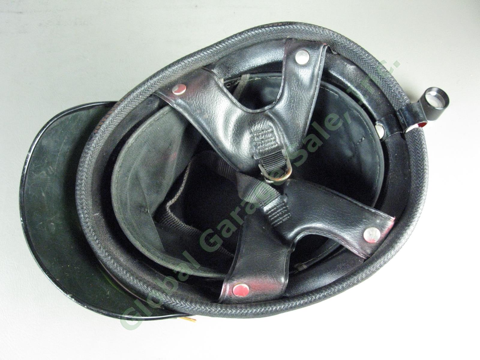 Vtg Red Buco Motorcycle Half Helmet w/Liner + Green Visor Adjustable Sz 6 1/2-8 6