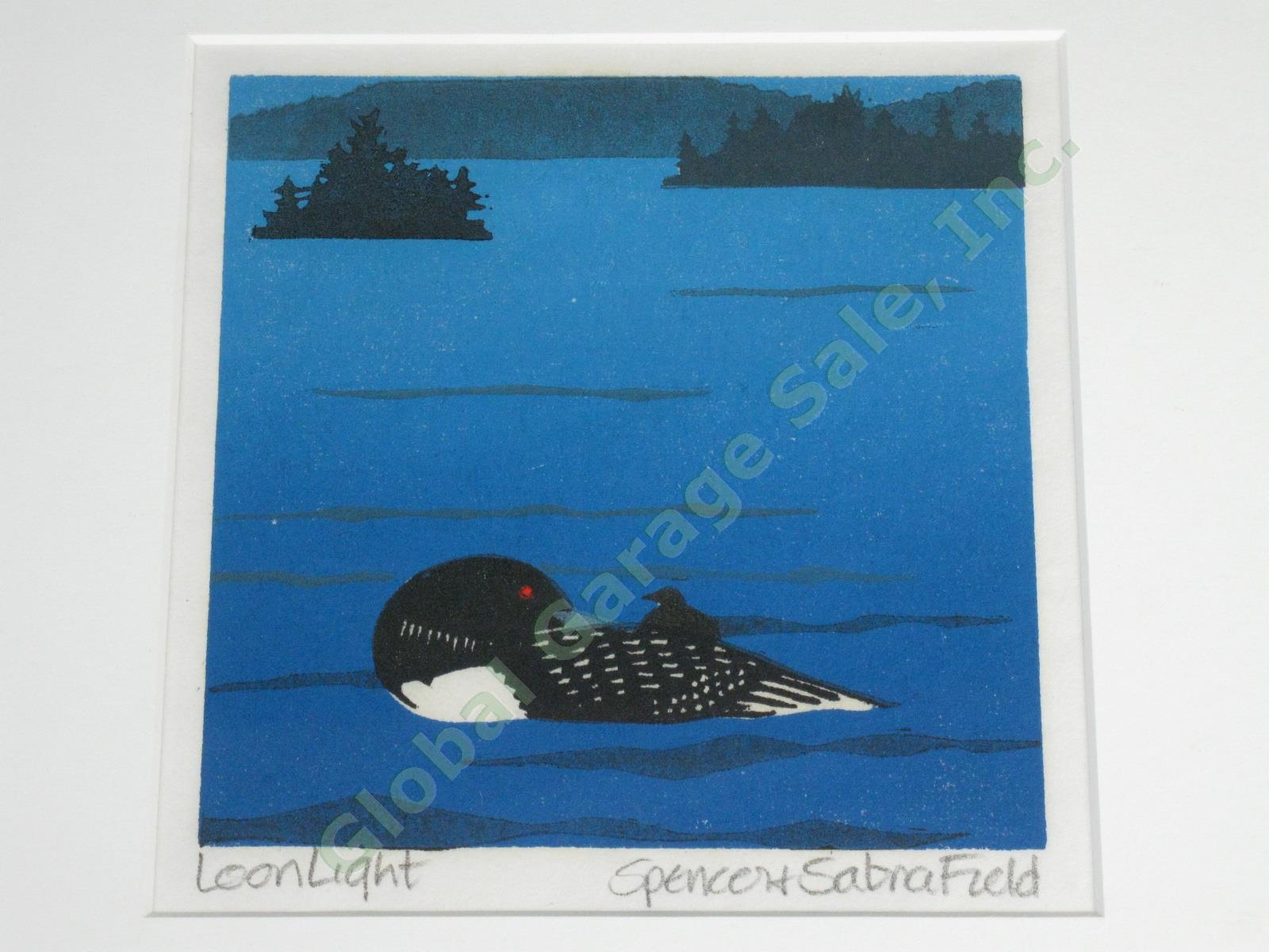 Original Loon Light Vermont Spencer & Sabra Field Signed Woodcut Woodblock Print 1