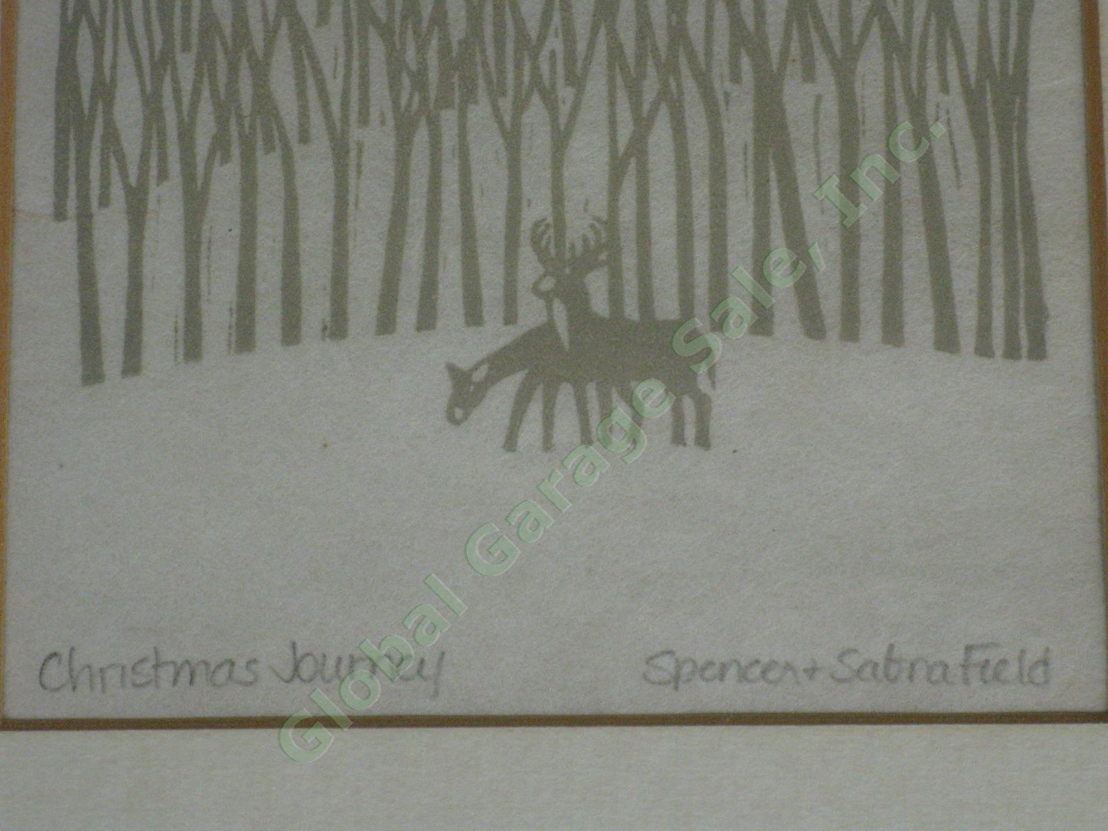 VTG 1983 Spencer & Sabra Field Signed Christmas Journey Woodcut Woodblock Print 3