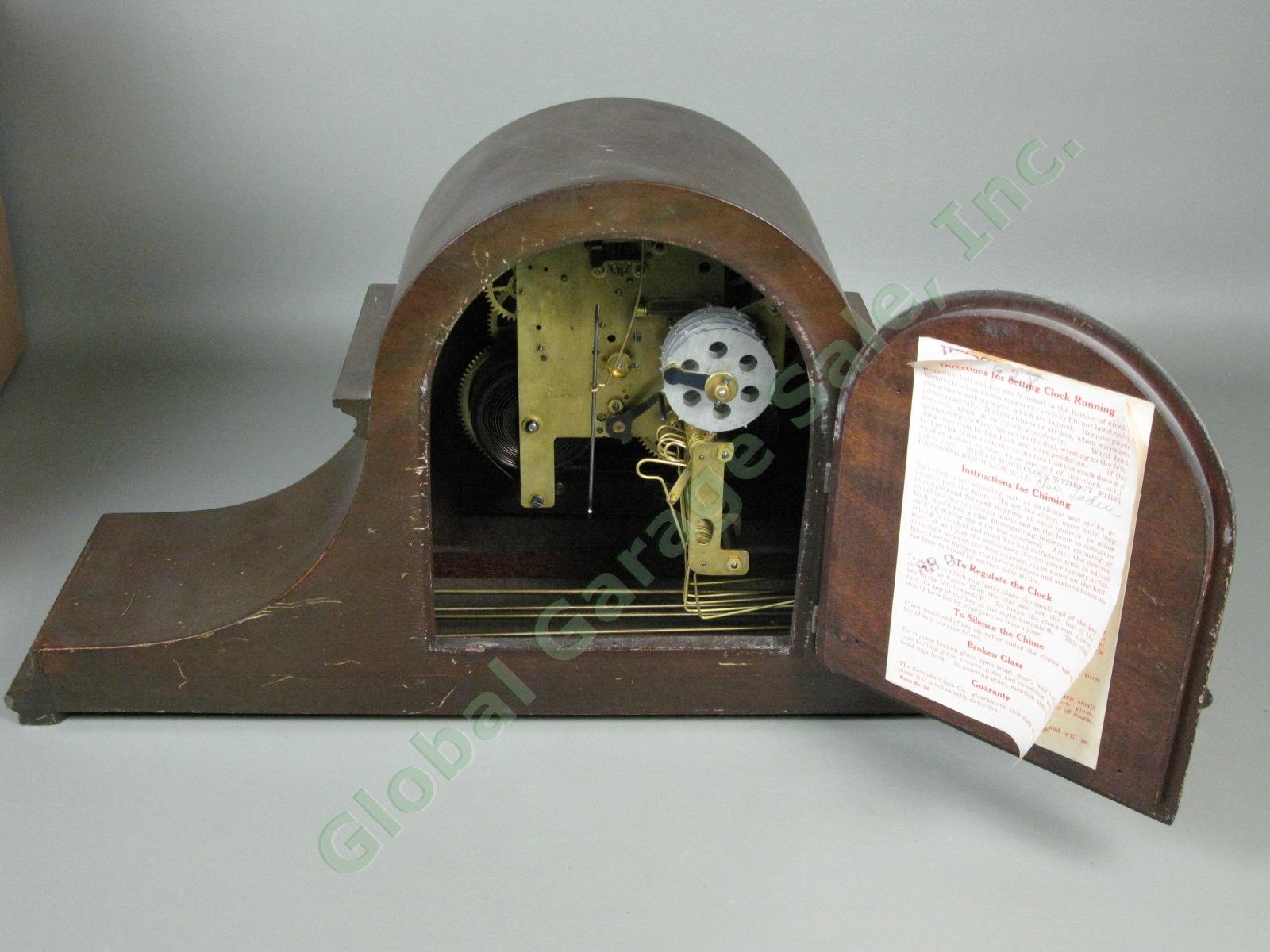 Vtg Antique Sessions Westminster Tambour Pendulum Mantle Clock Runs + Chimes NR! 7