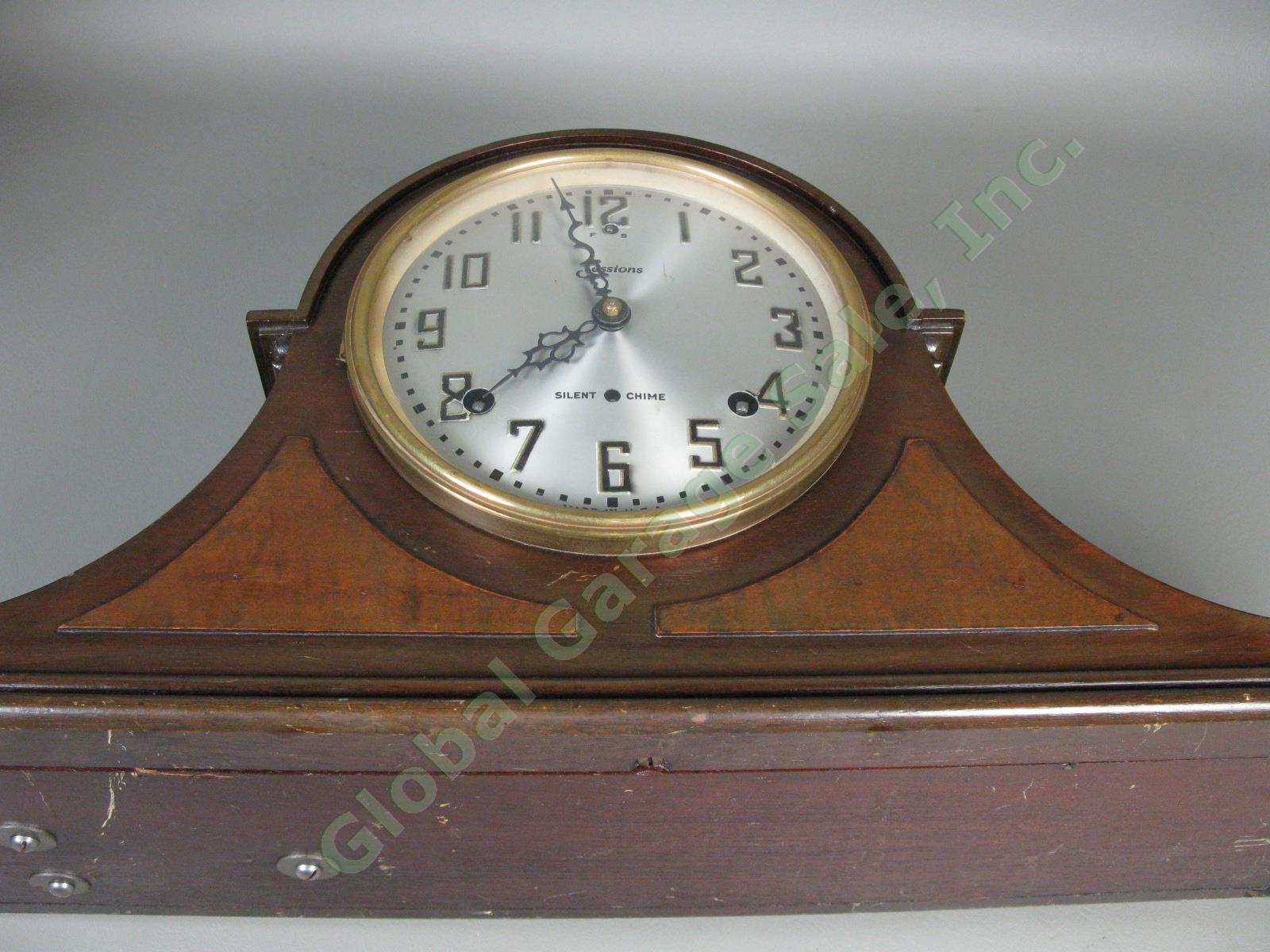 Vtg Antique Sessions Westminster Tambour Pendulum Mantle Clock Runs + Chimes NR! 12