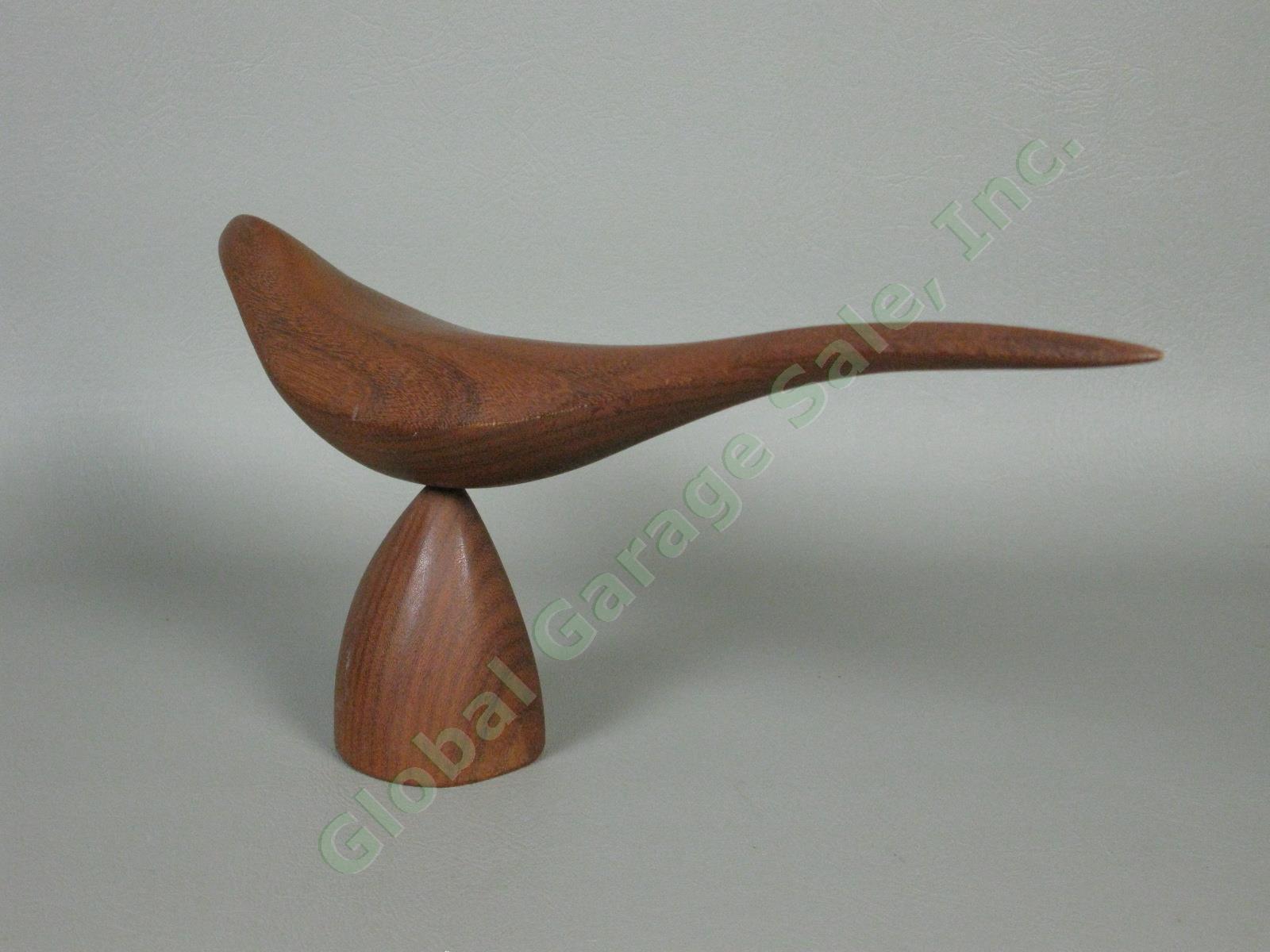 Vtg Emil Milan Signed Mid Century Modern MCM Carved Wood Bird Sculpture 12" Long 4