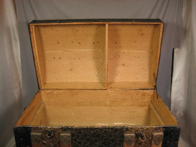 Antique Dome Top Humpback Hump Back Steamer Trunk Chest 6