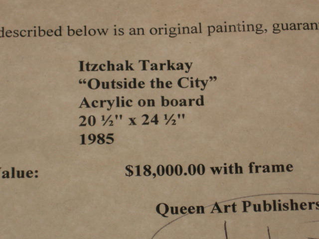 Signed Itzchak Tarkay Acrylic Painting Outside The City 11
