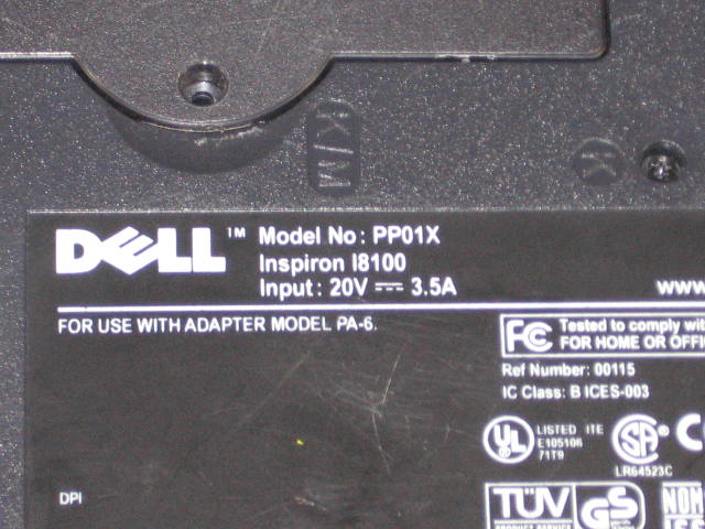 Dell Inspiron 8100 Laptop Computer + Power Supply NR! 9