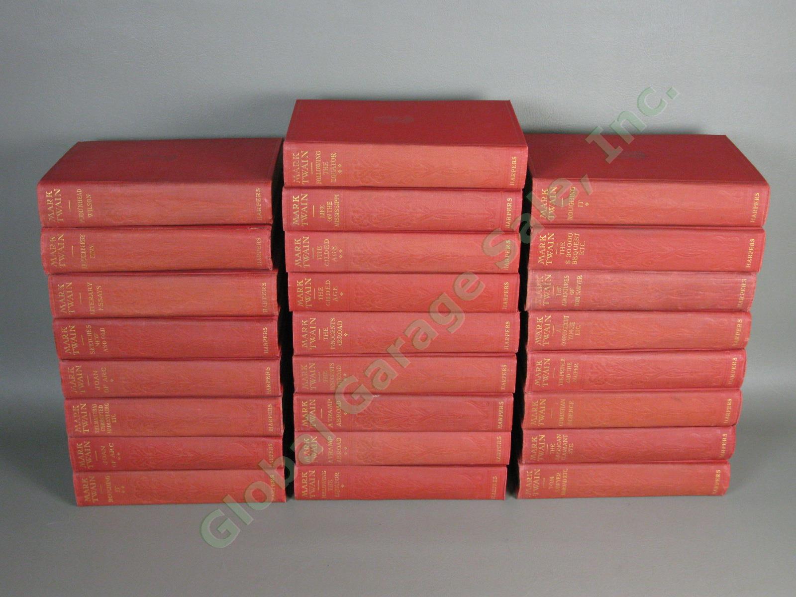 Antique Mark Twains Works Authors National Edition Harpers Complete 25 Book Set