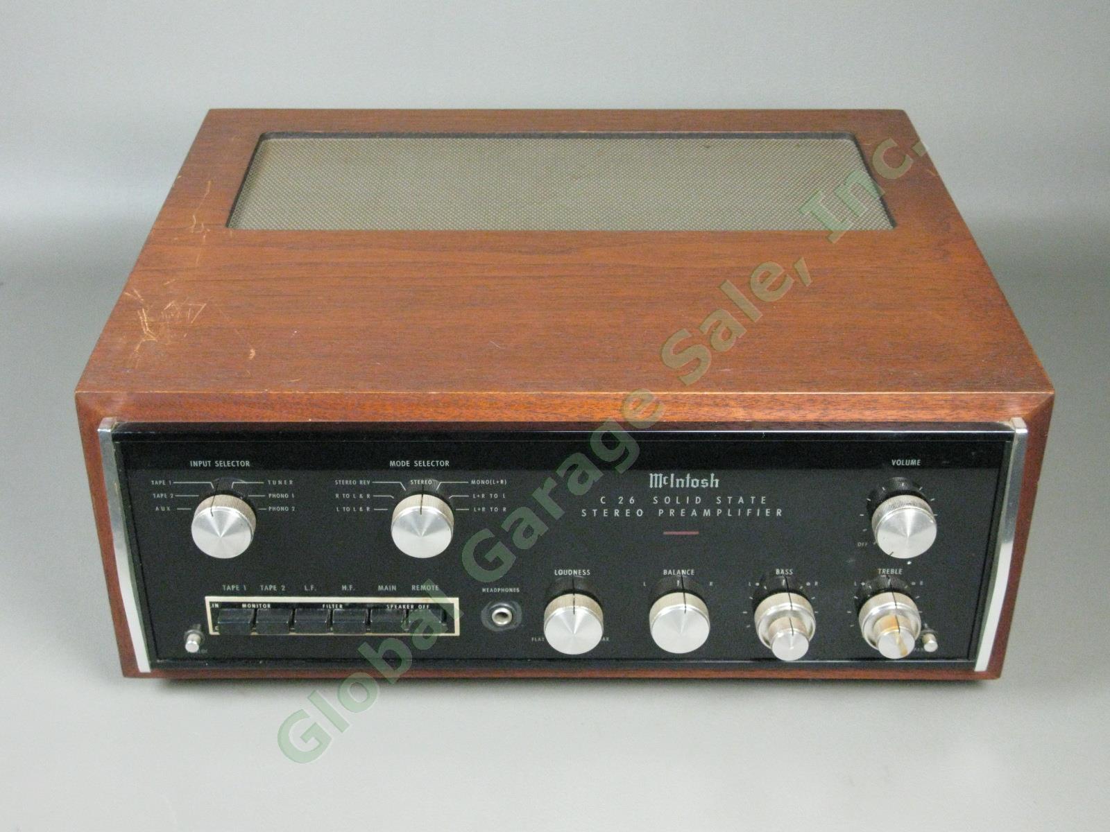 Vintage McIntosh C26 Preamplifier w/Wooden Cabinet Works Needs Tinkering NO RES!