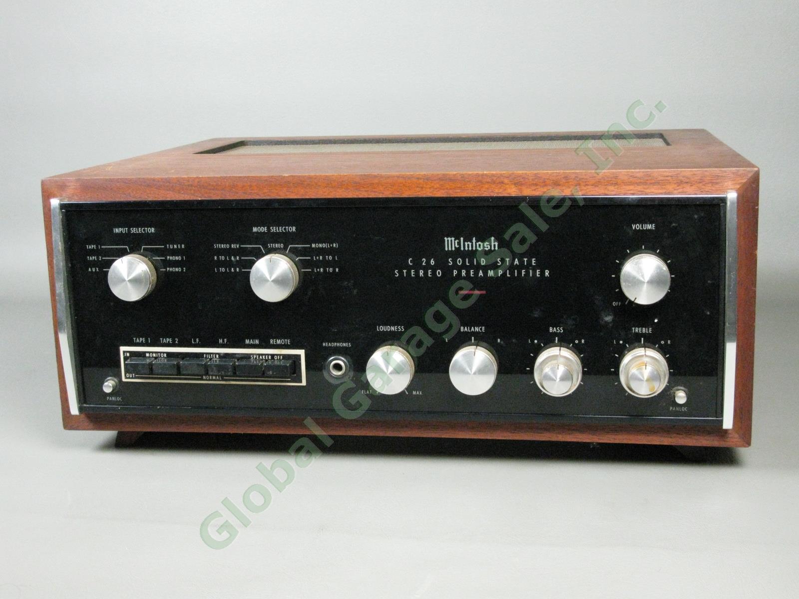 Vintage McIntosh C26 Preamplifier w/Wooden Cabinet Works Needs Tinkering NO RES! 1