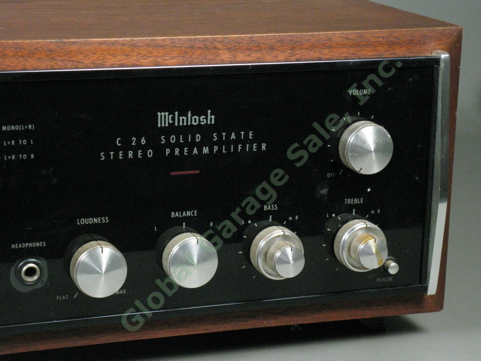 Vintage McIntosh C26 Preamplifier w/Wooden Cabinet Works Needs Tinkering NO RES! 3