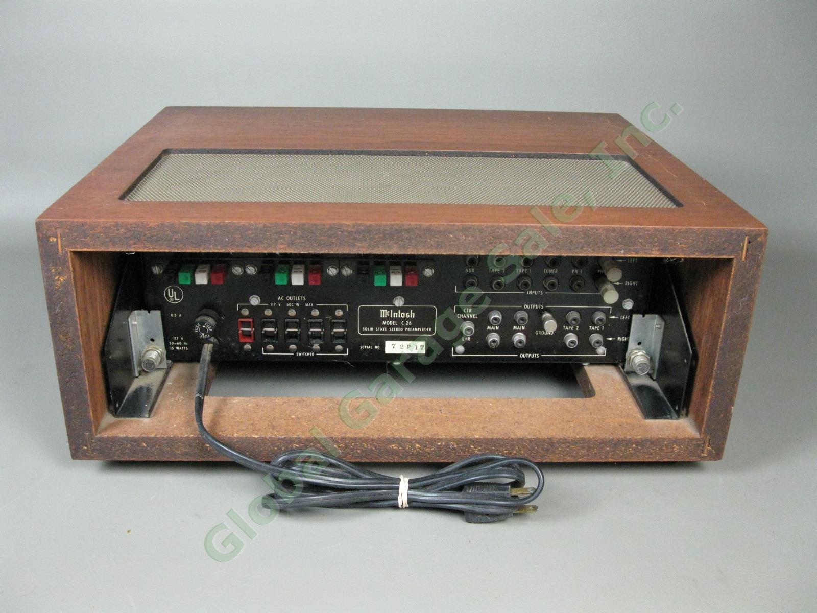Vintage McIntosh C26 Preamplifier w/Wooden Cabinet Works Needs Tinkering NO RES! 8