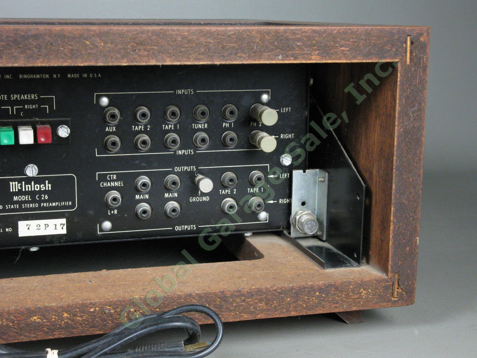 Vintage McIntosh C26 Preamplifier w/Wooden Cabinet Works Needs Tinkering NO RES! 10