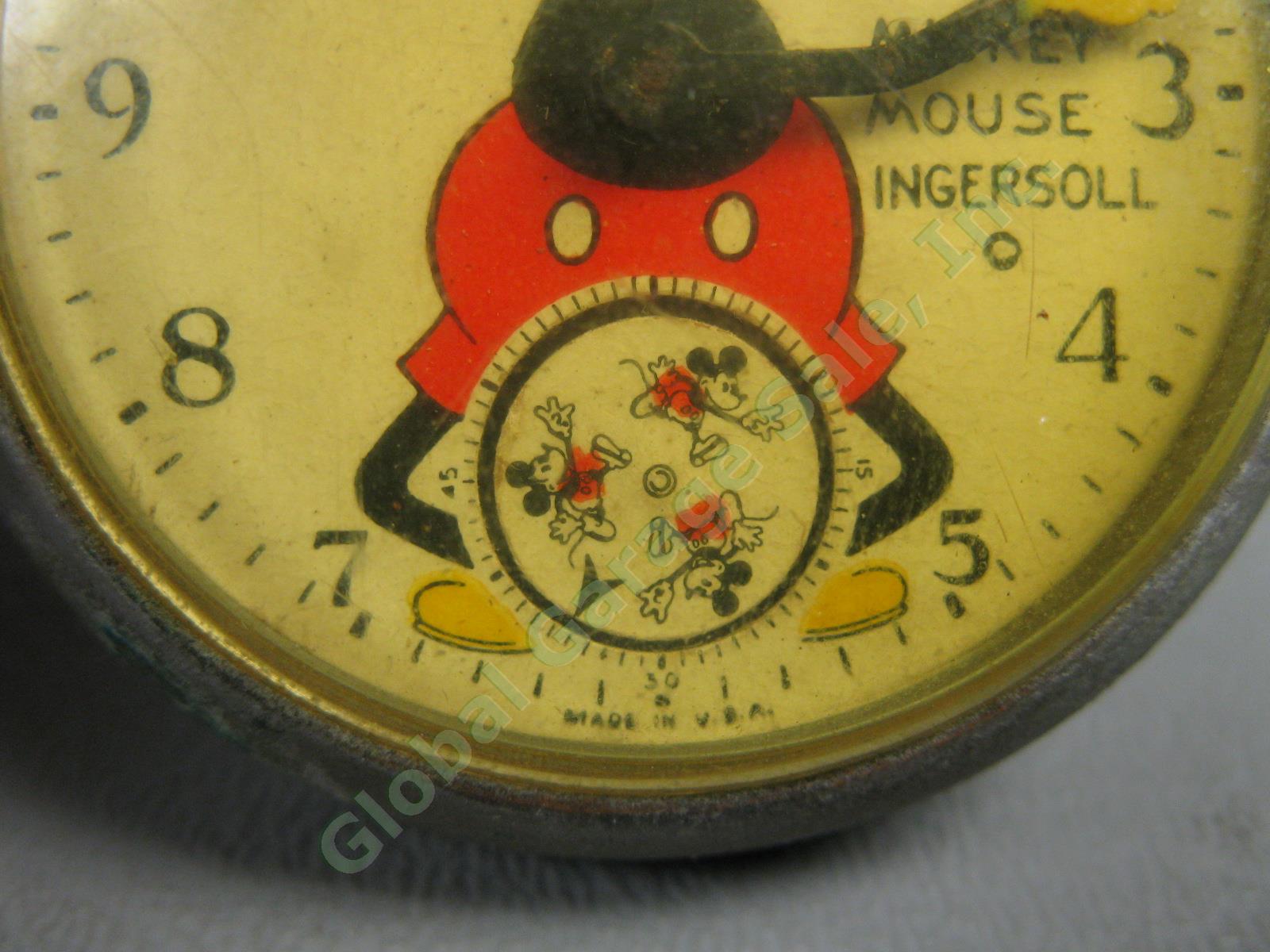1930s 1934 Ingersoll Walt Disney Mickey Mouse Pocket Watch 5